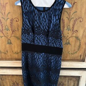 Robert Rodriguez Blue and Black Patterned Dress